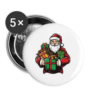 Santa Claus Christmas - Buttons large 2.2''/56 mm (5-pack) - white - Front