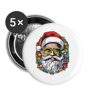 Santa Claus Colorful Santa Christmas - Buttons large 2.2''/56 mm (5-pack) - white - Front