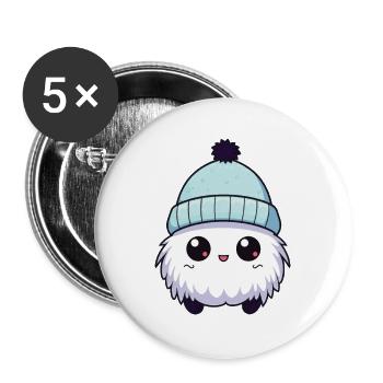 Eskimo Erkältung Winter Kreatur - Buttons groß 56 mm (5er Pack) - Weiß - Vorne