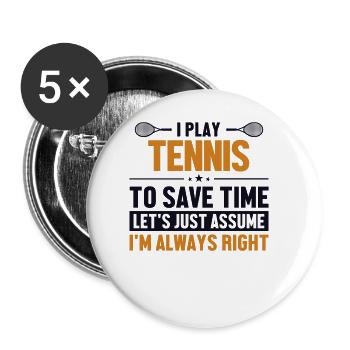 Tennis Let's Assume I'm Right Racket - Buttons large 2.2''/56 mm (5-pack) - white - Front