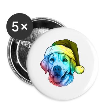 Labrador Dog Head Christmas Portrait Colorful - Buttons large 2.2''/56 mm (5-pack) - white - Front