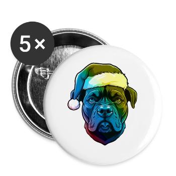 Staffordshire Bull Terrier Dog Head Christmas B - Buttons large 2.2''/56 mm (5-pack) - white - Front