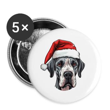 Great Dane Dog Christmas Head - Buttons large 2.2''/56 mm (5-pack) - white - Front