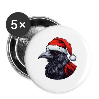 Krähe Rabe Weihnachten Tier Kopf - Buttons groß 56 mm (5er Pack) - Weiß - Vorne