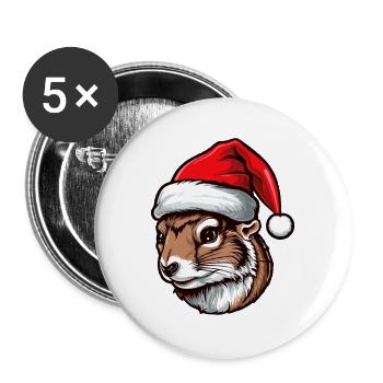 Squirrel Christmas Animal Head - Buttons large 2.2''/56 mm (5-pack) - white - Front