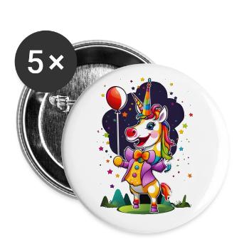Clown Einhorn Unicorn - Buttons large 2.2''/56 mm (5-pack) - white - Front