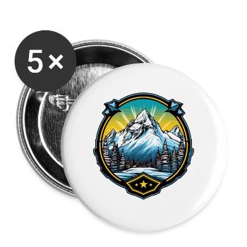 Alps Mountains Symbol - Buttons large 2.2''/56 mm (5-pack) - white - Front