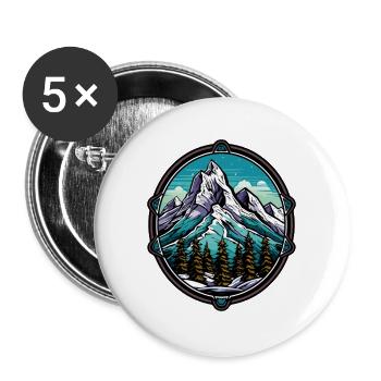 Montagnes Symbole Icône Armoiries - Lot de 5 grands badges (56 mm) - blanc - Devant