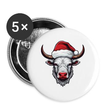 Bull Head Christmas Portrait - Buttons large 2.2''/56 mm (5-pack) - white - Front