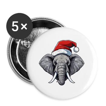 Portrait de Noël tête d’éléphant - Lot de 5 grands badges (56 mm) - blanc - Devant