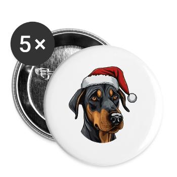 Doberman Dog Head Christmas Portrait - Buttons large 2.2''/56 mm (5-pack) - white - Front