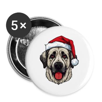 Kangal Dog Head Christmas Portrait - Buttons large 2.2''/56 mm (5-pack) - white - Front