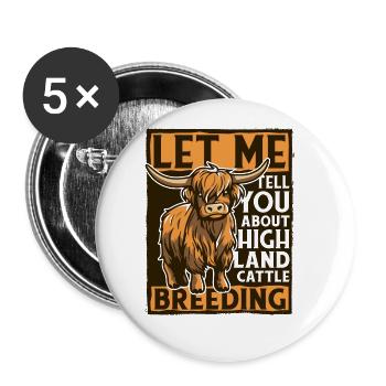 Let Me Tell You About Breeding Highland Cow - Buttons large 2.2''/56 mm (5-pack) - white - Front