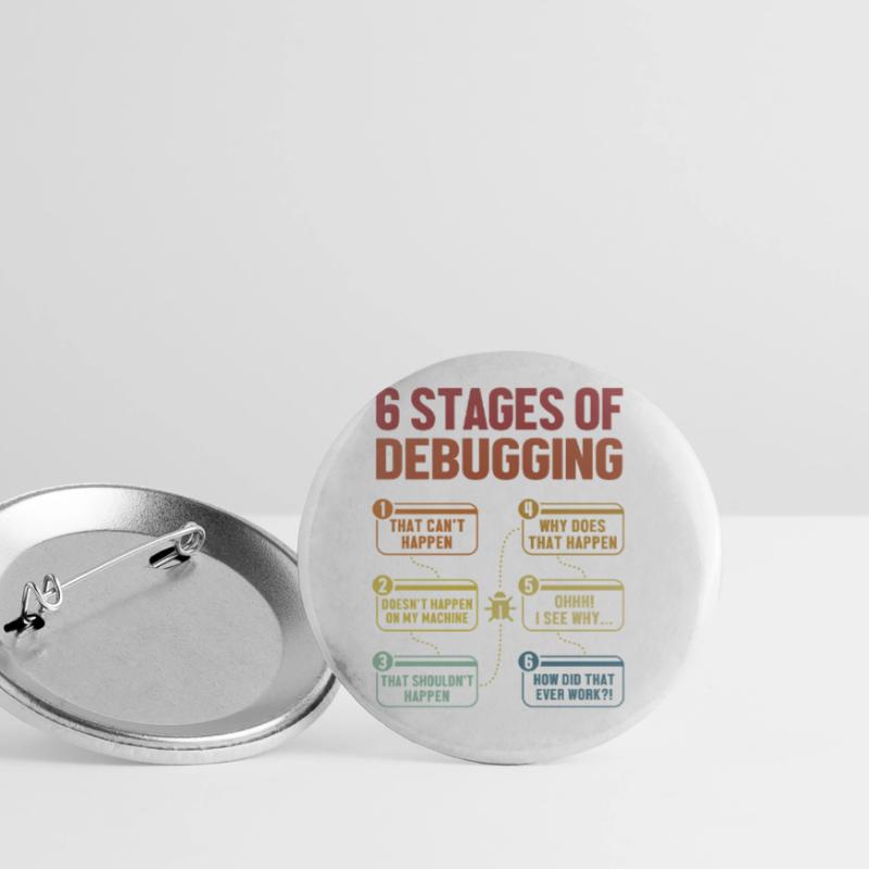 6 étapes du débogage Software Engineer Coder Lot de 5 grands badges (56 mm)