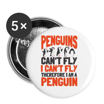 Les pingouins ne peuvent pas voler Oiseau de mer Manchot royal Pingouin - Lot de 5 grands badges (56 mm) - blanc - Devant