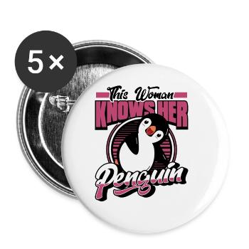 This Woman Knows Her Penguin Seabird - Buttons large 2.2''/56 mm (5-pack) - white - Front
