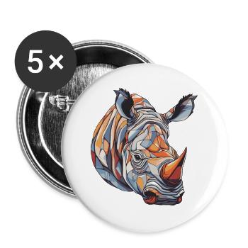 Rhinoceros Head - Buttons large 2.2''/56 mm (5-pack) - white - Front