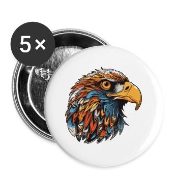 Eagle Head - Buttons large 2.2''/56 mm (5-pack) - white - Front