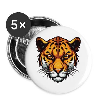 Tête de guépard - Lot de 5 grands badges (56 mm) - blanc - Devant