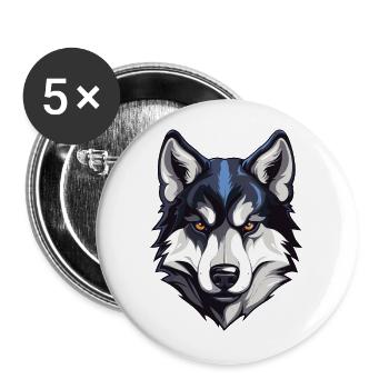 Husky Dog Head - Buttons large 2.2''/56 mm (5-pack) - white - Front