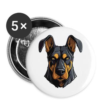 Doberman Hund Kopf - Buttons groß 56 mm (5er Pack) - Weiß - Vorne
