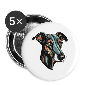 Greyhound Hund Kopf - Buttons groß 56 mm (5er Pack) - Weiß - Vorne