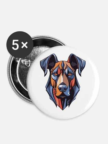 Great Dane Hund Kopf - Buttons groß 56 mm (5er Pack) - Weiß