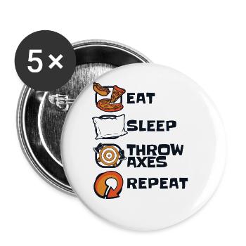 Essen Schlaf Äxte werfen Wiederholung Axt werfen Spielaxt - Buttons groß 56 mm (5er Pack) - Weiß - Vorne