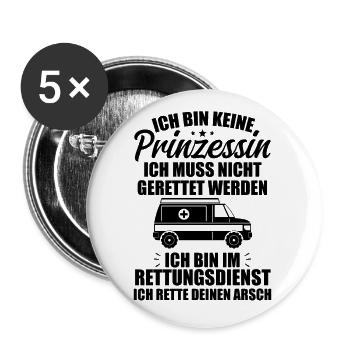 Frauensanitäterin Sanitäterin - Buttons groß 56 mm (5er Pack) - Weiß - Vorne