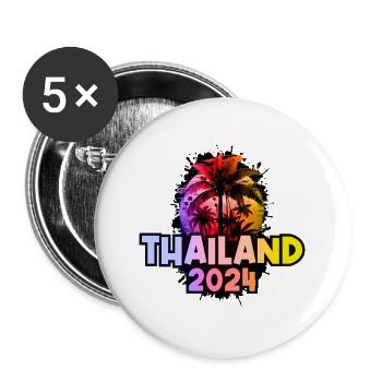 Thailand 2024 Urlaub Bunt - Buttons groß 56 mm (5er Pack) - Weiß - Vorne
