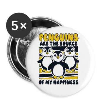 Penguins Are The Source Of My Happiness Seabird - Buttons large 2.2''/56 mm (5-pack) - white - Front