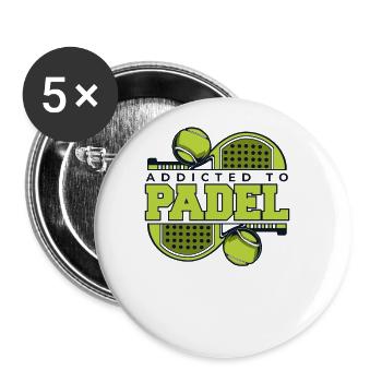 Accro au padel Paddle Tennis Paddleball Padel - Lot de 5 grands badges (56 mm) - blanc - Devant