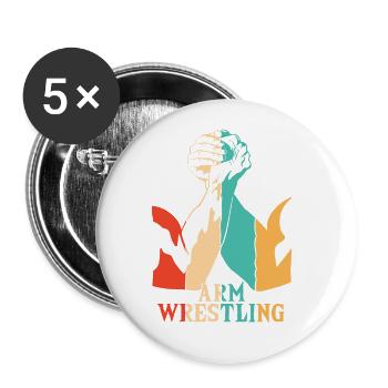 Techniques rétro Exercice Main Lutte Bras - Lot de 5 grands badges (56 mm) - blanc - Devant