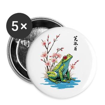 Vintage Ukiyo-E Frosch Japanische Retro Kunst - Buttons groß 56 mm (5er Pack) - Weiß - Vorne