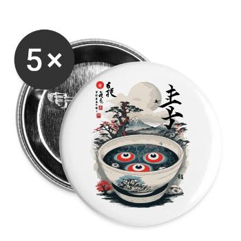Soupe Occulte Japonaise Ukiyo-e Souls Ramen - Lot de 5 grands badges (56 mm) - blanc - Devant