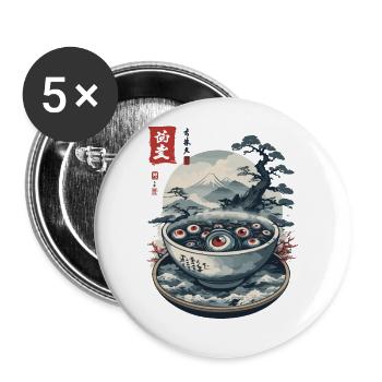 Yokai fantômes Ukiyo-E Japon Halloween Art - Lot de 5 grands badges (56 mm) - blanc - Devant