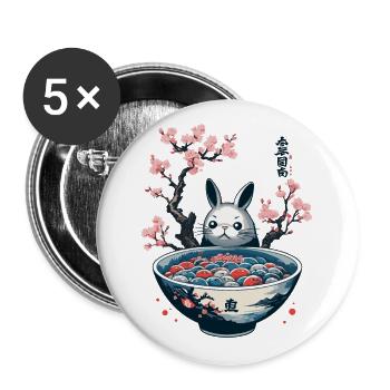 Japan Kawaii Süßigkeiten Yokai Ukiyo-E Vintage - Buttons groß 56 mm (5er Pack) - Weiß - Vorne