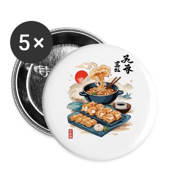 Cuisine japonaise Ukiyo-e Esthétique Food Design - Lot de 5 grands badges (56 mm) - blanc - Devant
