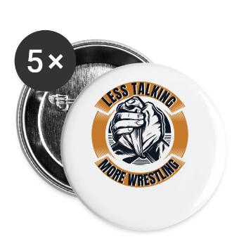 Less Talking More Wrestling Exercise Trainer Arm - Buttons large 2.2''/56 mm (5-pack) - white - Front