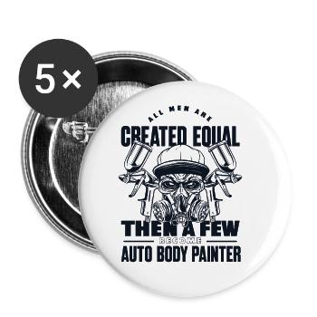 Alle Männer sind gleich geschaffen, wenige werden Autospray - Buttons groß 56 mm (5er Pack) - Weiß - Vorne