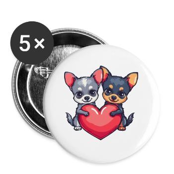 Chihuahua Dogs Couple In Love Valentine's Day - Buttons large 2.2''/56 mm (5-pack) - white - Front
