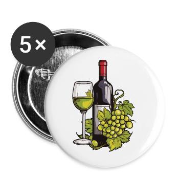 Wine Glass WineGrapes Wine - Buttons large 2.2''/56 mm (5-pack) - white - Front