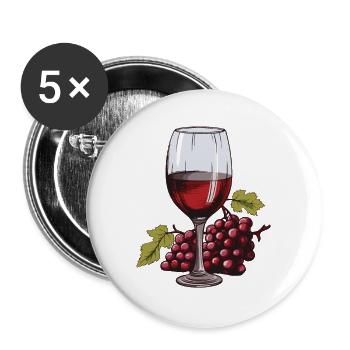 Wine Glass Grapes Wine - Buttons large 2.2''/56 mm (5-pack) - white - Front