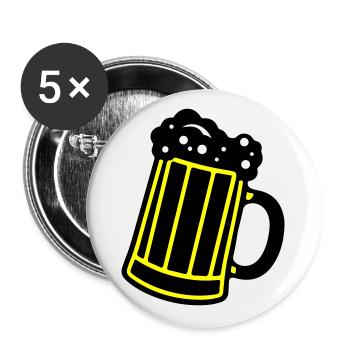 Bierkrug Bier Symbol Prost - Buttons groß 56 mm (5er Pack) - Weiß - Vorne