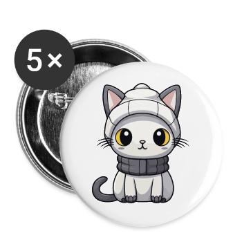 Katze Tier Baby Comic - Buttons groß 56 mm (5er Pack) - Weiß - Vorne