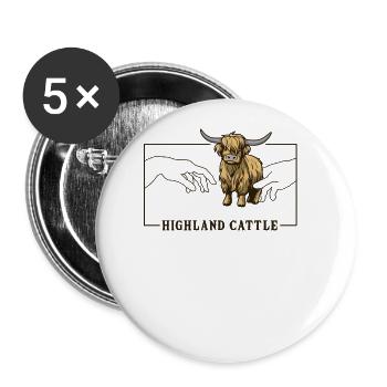 Michelangelo Creation of Adam Highland Cow - Buttons large 2.2''/56 mm (5-pack) - white - Front