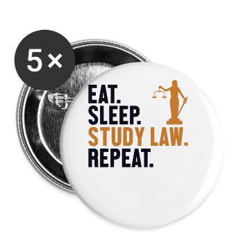 Eat Sleep Study Law Repeat Law School University - Buttons large 2.2''/56 mm (5-pack) - white - Front