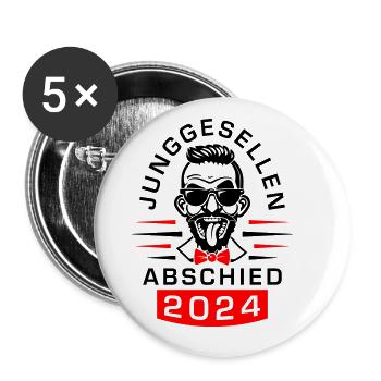 Bachelor Party 2024 Bachelor Party - Buttons large 2.2''/56 mm (5-pack) - white - Front
