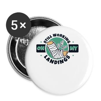 Still Working On My Landings Broken Finger Bone - Buttons large 2.2''/56 mm (5-pack) - white - Front