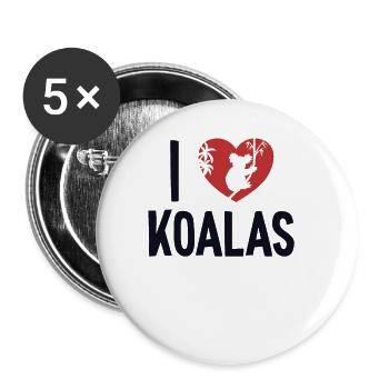 J’aime Koalas Koalabear Eucalyptus Amoureux Koala - Lot de 5 grands badges (56 mm) - blanc - Devant